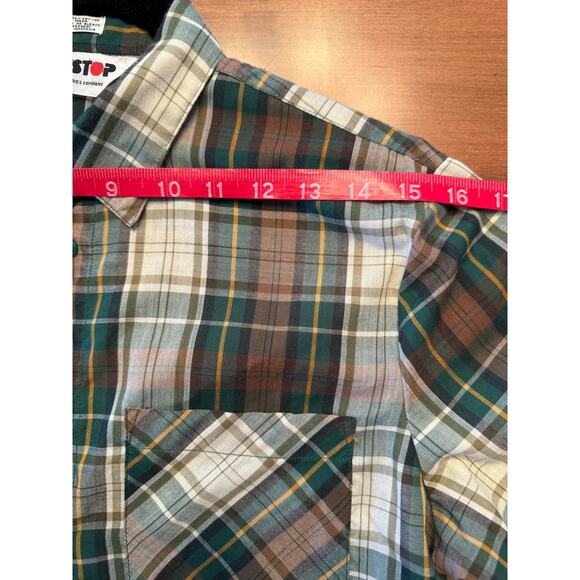 Vintage Plaid Shirt, Green Brown Plaid Button Down Shirt, 70s 80s, Medium, Scout - Picture 7 of 10